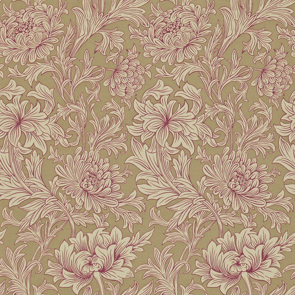 Chrysanthemum Toile Wallpaper 102 by Morris & Co in Grape Bronze